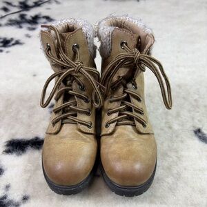 MIA Girl's Alpyne Tan Lace Up Combat Boot Size 13